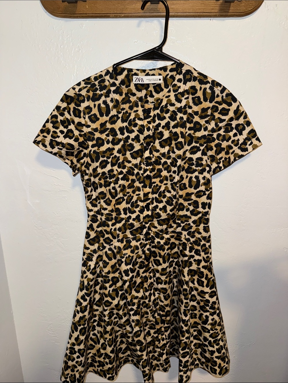 Zara Leopard Print Fit-and-Flare Dress - Tan & Black